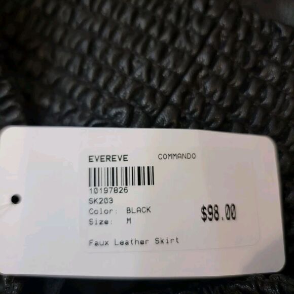 Commando Evereve Skirt Womans Medium Black Faux Leather Patent Mini Stretch NWT - Picture 8 of 9